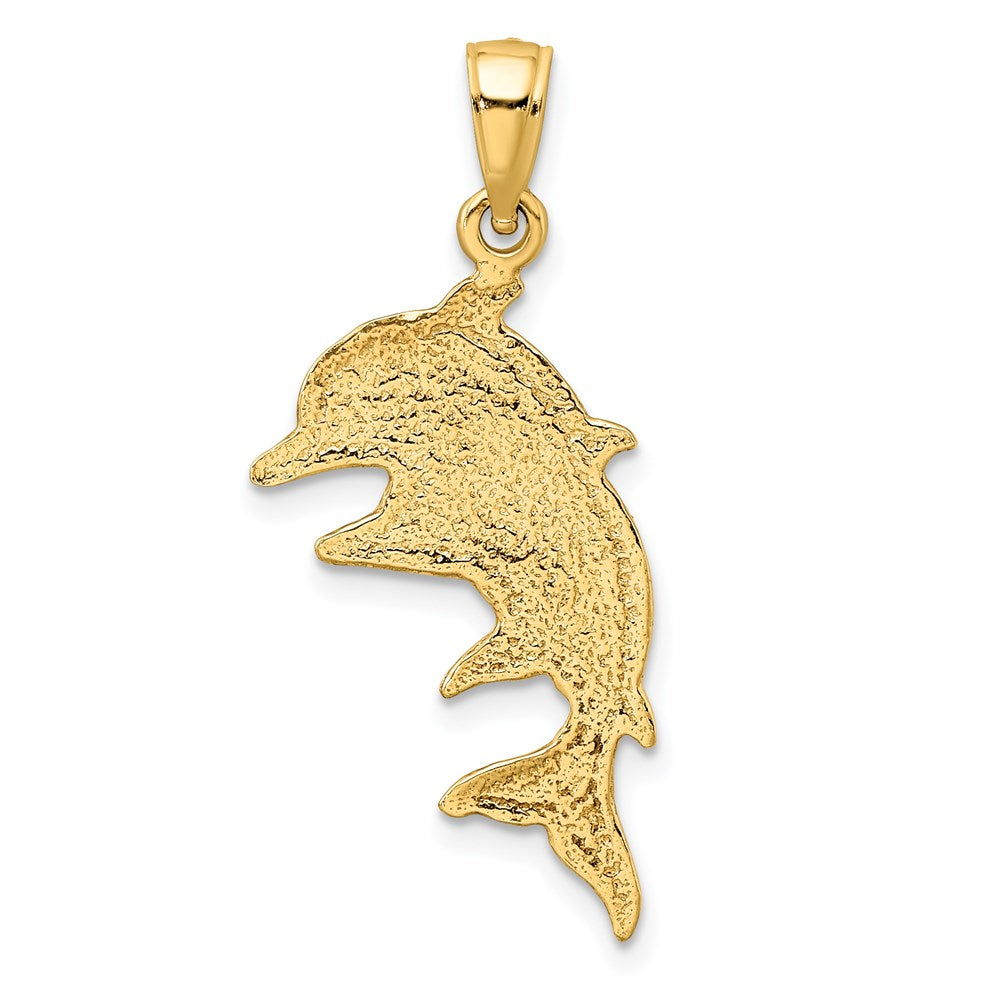 14K 2-D Polished Double Dolphins Charm 4