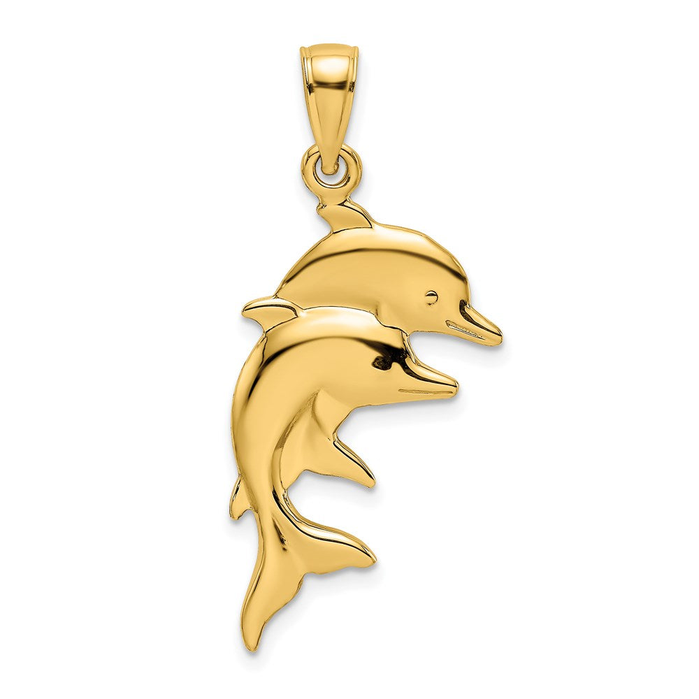 14K 2-D Polished Double Dolphins Charm 1