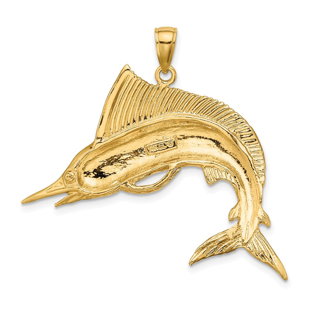 14K 2-D Polished / Satin STRIPED MARLIN Charm 4