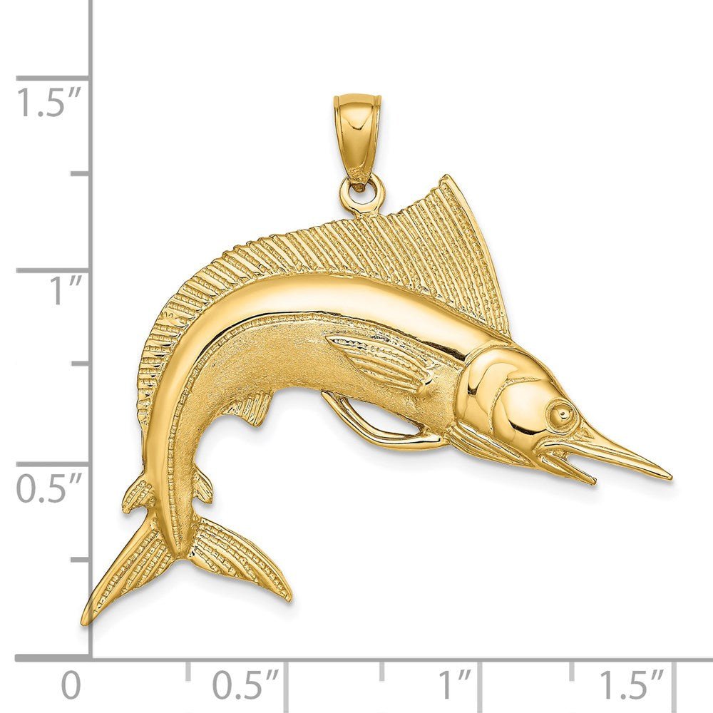 14K 2-D Polished / Satin STRIPED MARLIN Charm 3
