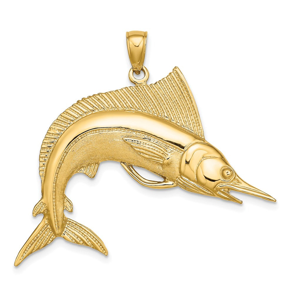 14K 2-D Polished / Satin STRIPED MARLIN Charm 1