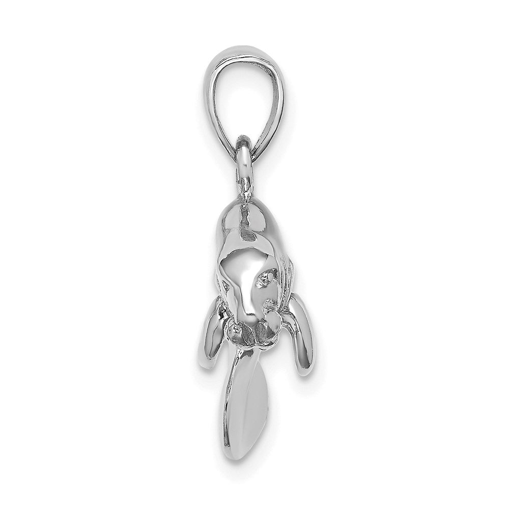 14K White Gold 3-D Polished Swimming Manatee Charm 2