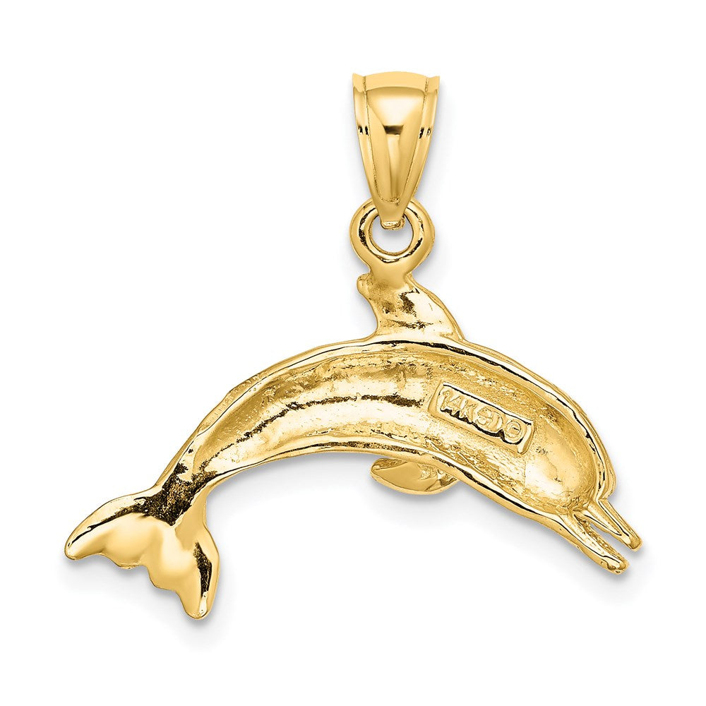 14K Textured/Polished Dolphin Jumping Charm 4