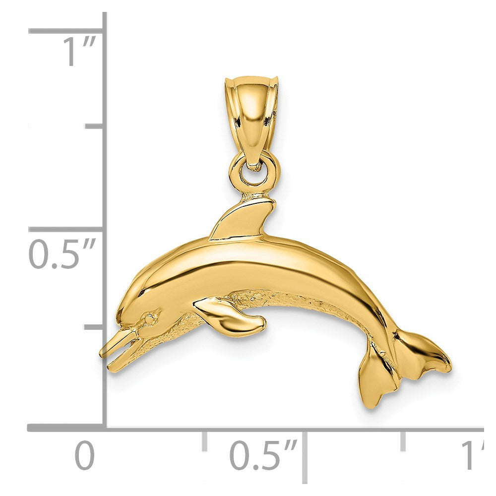 14K Textured/Polished Dolphin Jumping Charm 3