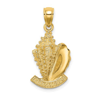 14K 2-D TURKS AND CAICOS Under Conch Shell Charm