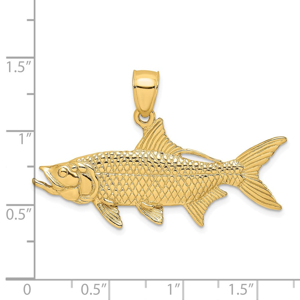 14K 3-D Textured Oxeye Tarpon Fish Charm 3
