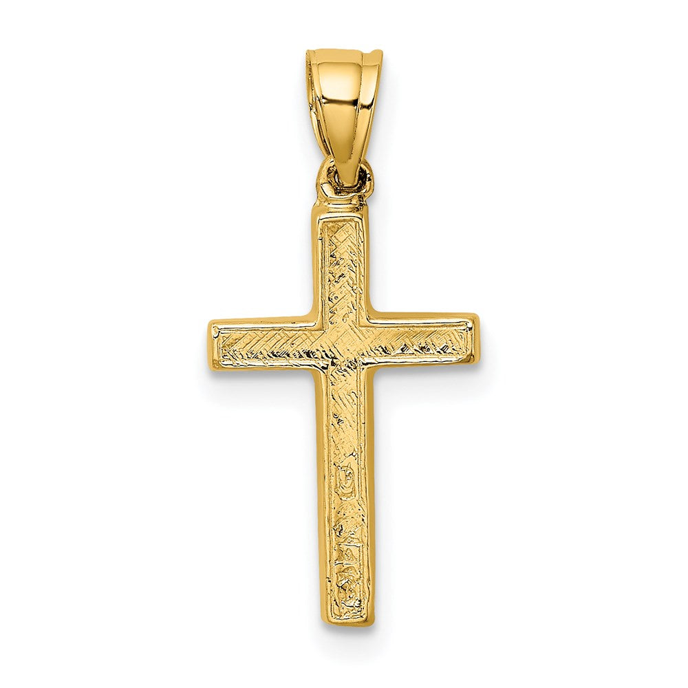 14K Polished and Engraved Cross W/ Heart Center Charm
