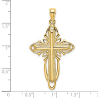 14K Polished and Textured Cross