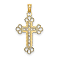 14K Textured and Cut-Out W/ Rope Frame Block Cross Charm