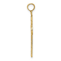 14K Polished W/ Beaded Edge Grid Accent Cross Charm