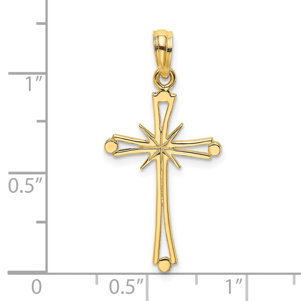 14K Polished w/ X Center Cross Charm