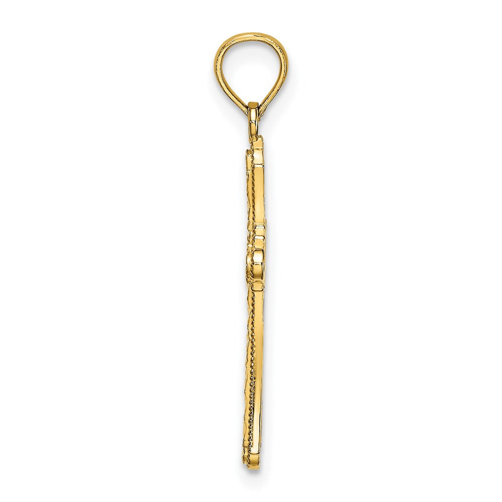 14K D/C Striped Cross Charm