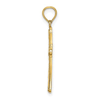 14K D/C Striped Cross Charm