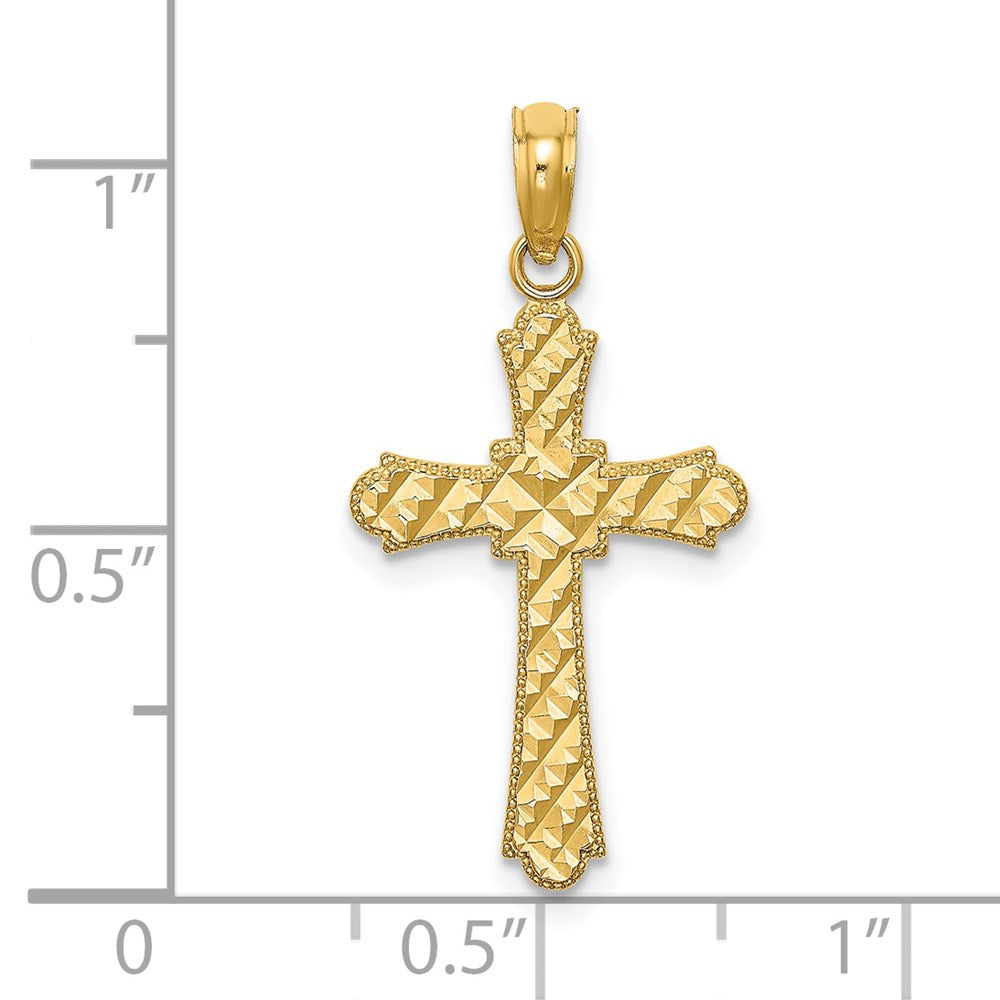 14K D/C Striped Cross Charm