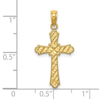 14K D/C Striped Cross Charm