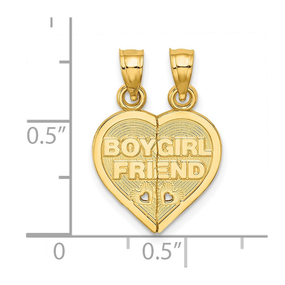 14K BOY/GIRL FRIEND Break-apart Heart Charm