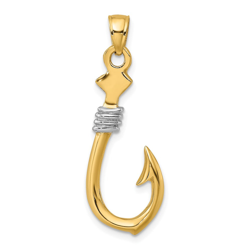 14K w/Rhodium 3-D Fish Hook With Rope Charm 4
