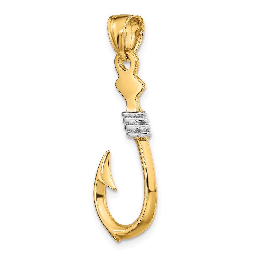 14K w/Rhodium 3-D Fish Hook With Rope Charm 5