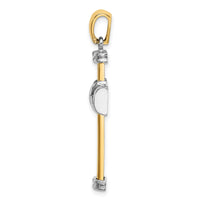 14K w/Rhodium Polished Cross Charm