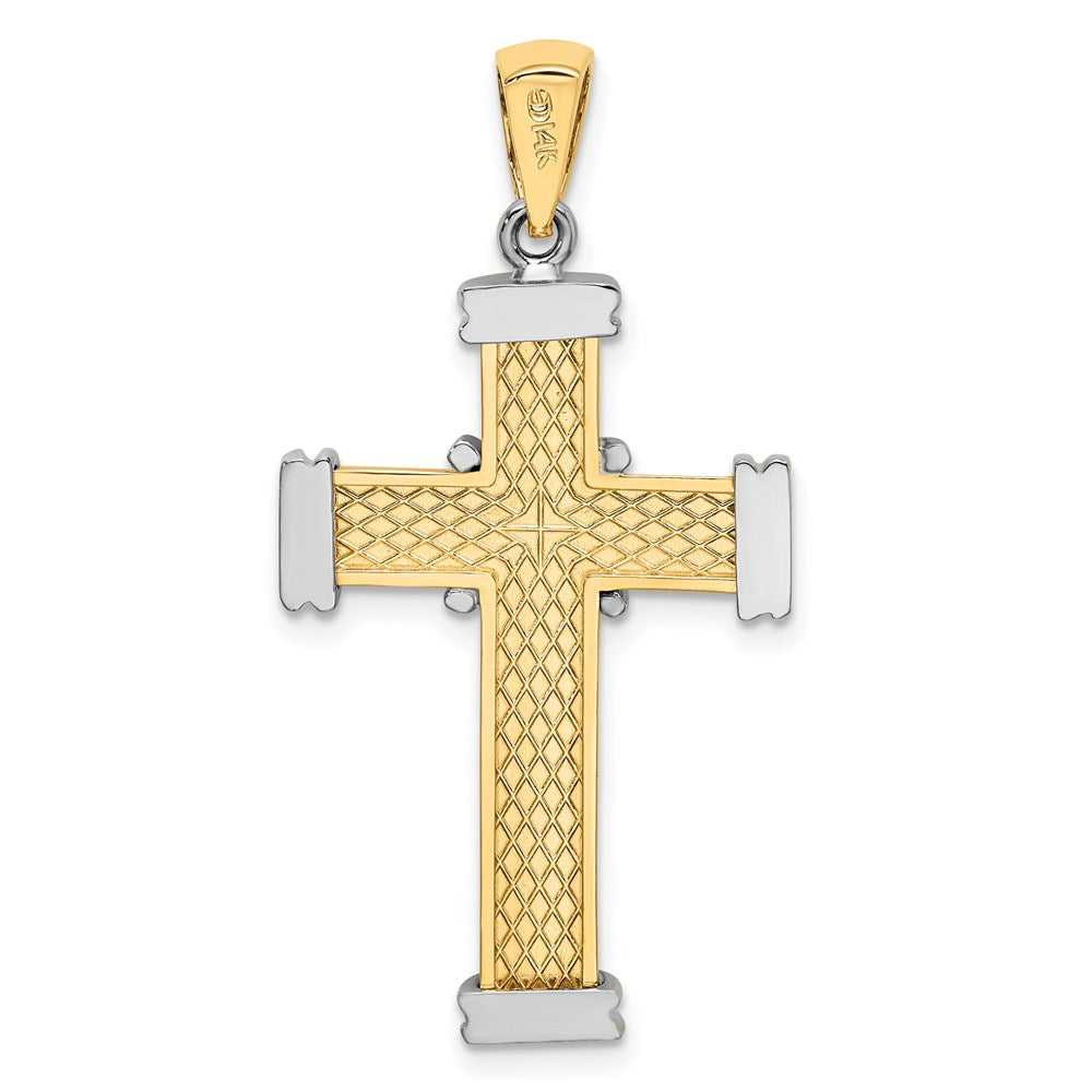 14K w/Rhodium Polished Cross Charm