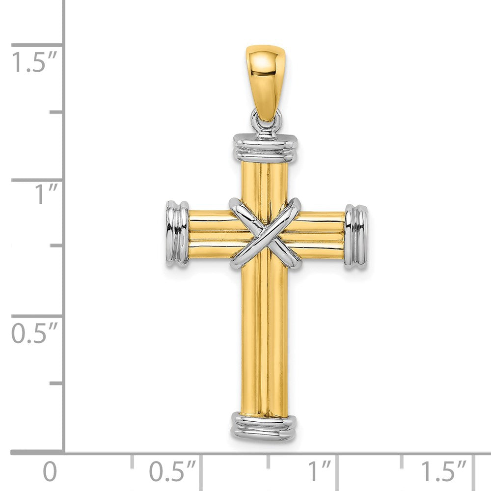14K w/Rhodium Polished Cross Charm