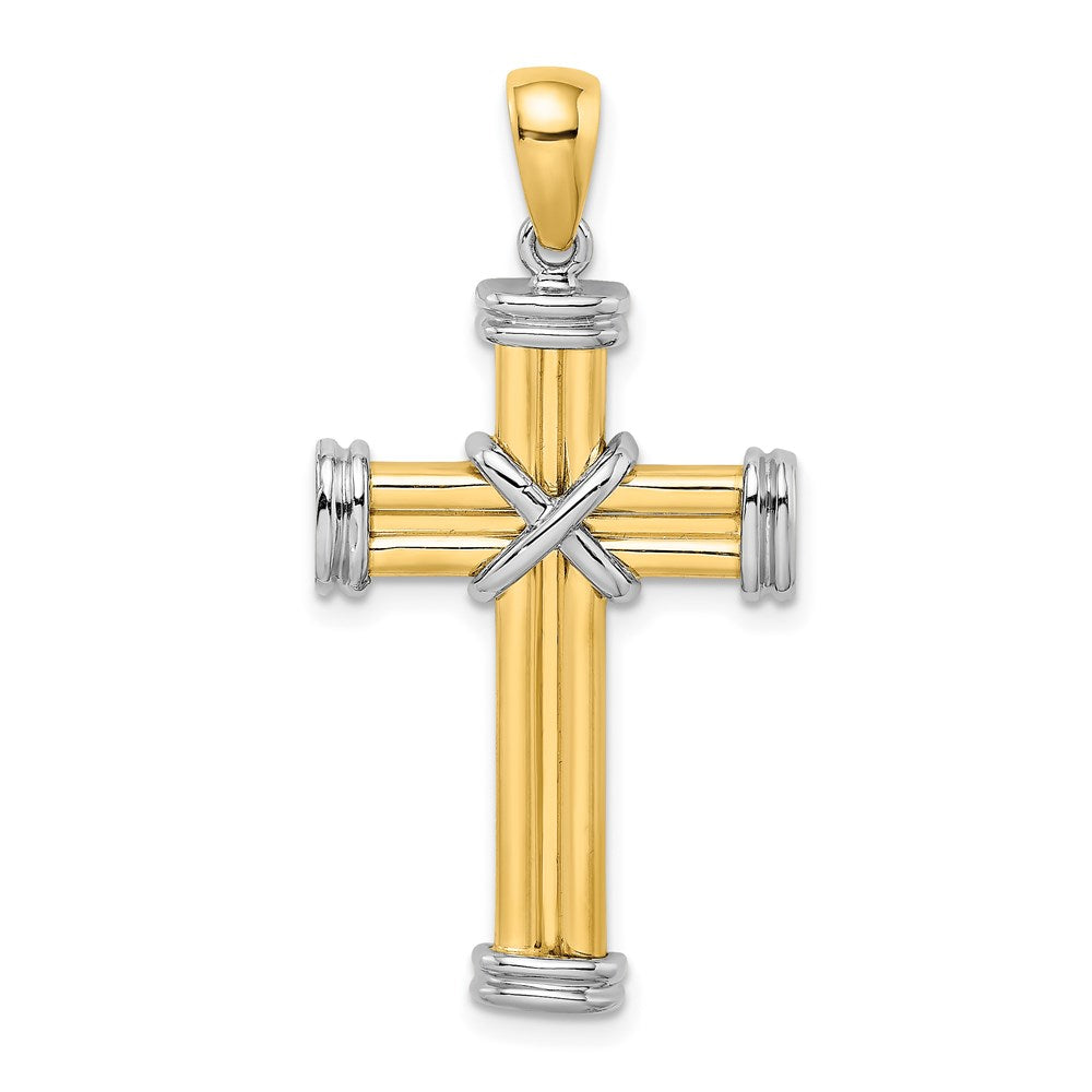 14K w/Rhodium Polished Cross Charm