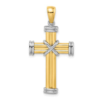 14K w/Rhodium Polished Cross Charm