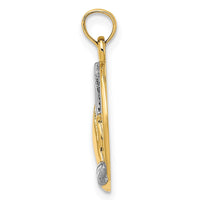 14K W/ Rhodium Praying Hands and Cross Charm