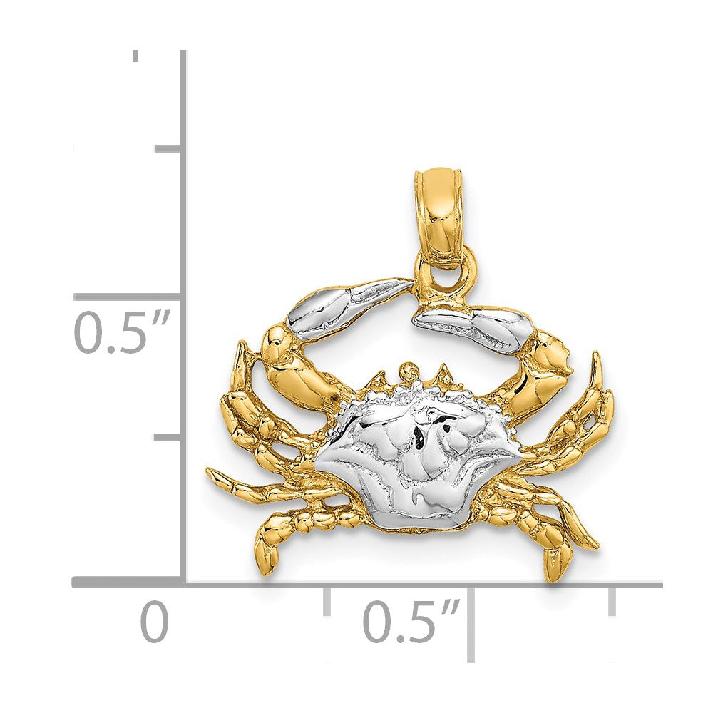 14k with White Rhodium Charm Blue Crab Charm 4