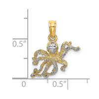 14K W/ Rhodium Textured Octopus Charm 3