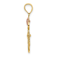 14k Two-tone w/White Rhodium I LOVE YOU w/Flowers Charm