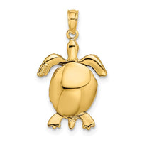 14K with White Rhodium Polished 3-D Moveable Sea Turtle Charm 4