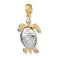 14K with White Rhodium Polished 3-D Moveable Sea Turtle Charm 5