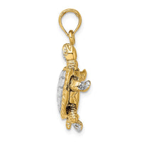 14K with White Rhodium 3-D Land Turtle W/ Moveable Head Charm 2