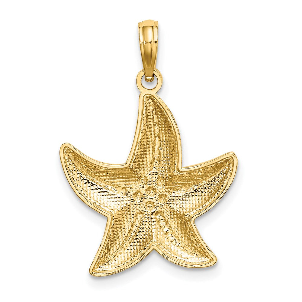 14K Rhodium Diamond-cut Small Starfish Charm 4