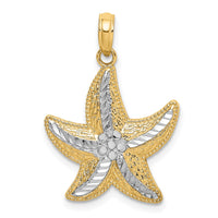 14K Rhodium Diamond-cut Small Starfish Charm 1