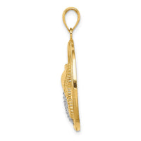 14k with White Rhodium Scallop, Starfish, Seahorse Circle Charm