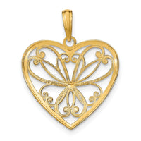 14k w/Rhodium Filigree Heart Charm