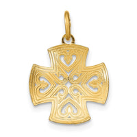14K w/Rhodium Hearts and D/C Maltese Cross Charm
