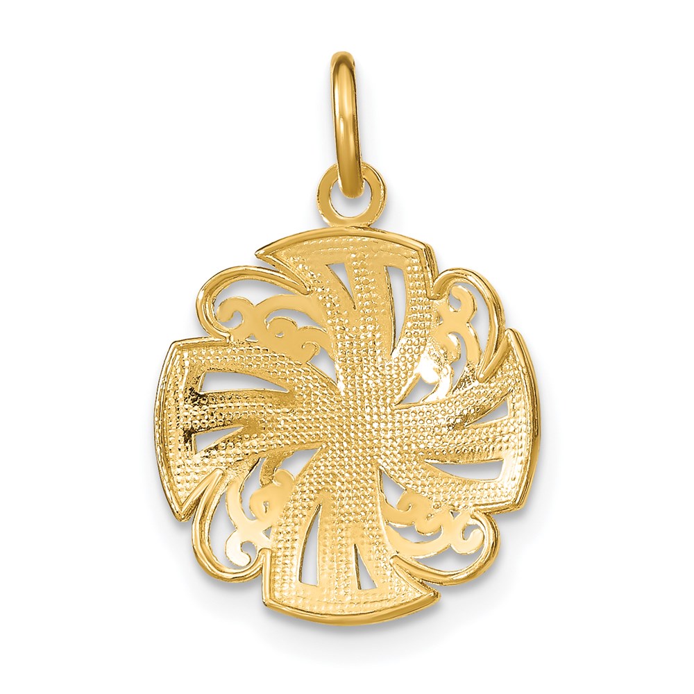 14K w/Rhodium Pinwheel Medallion Charm