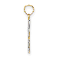 14K w/Rhodium Polished/Textured Cut-Out HOPE Angel Charm