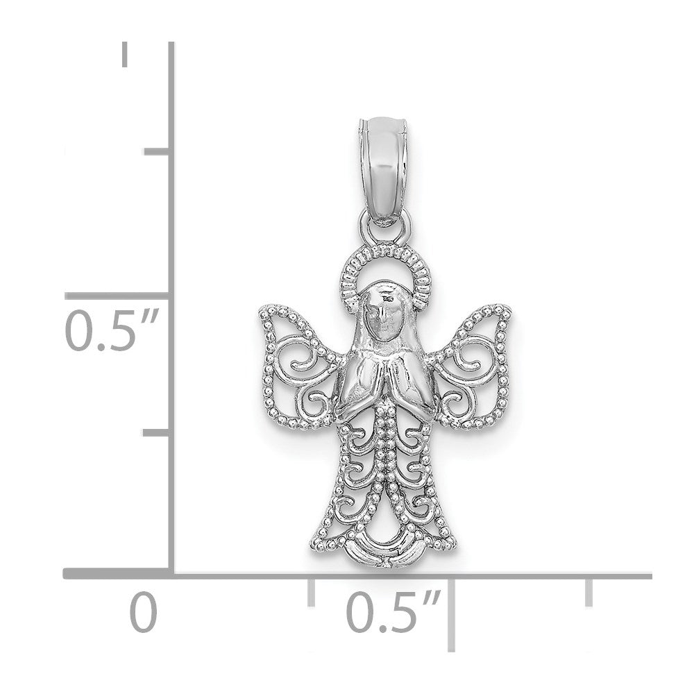 14k White Gold Angel Pendant