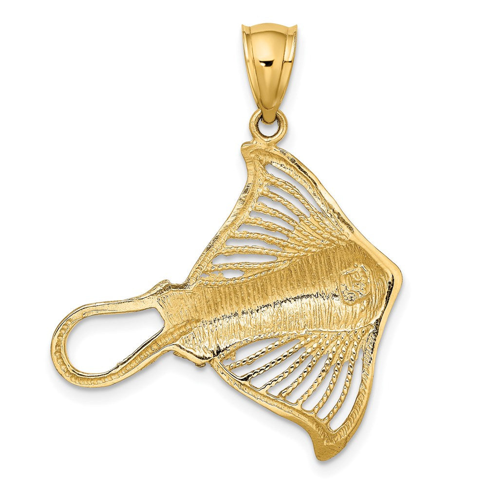14K Polished and Cut-Out Textured Accent Stingray Charm 4
