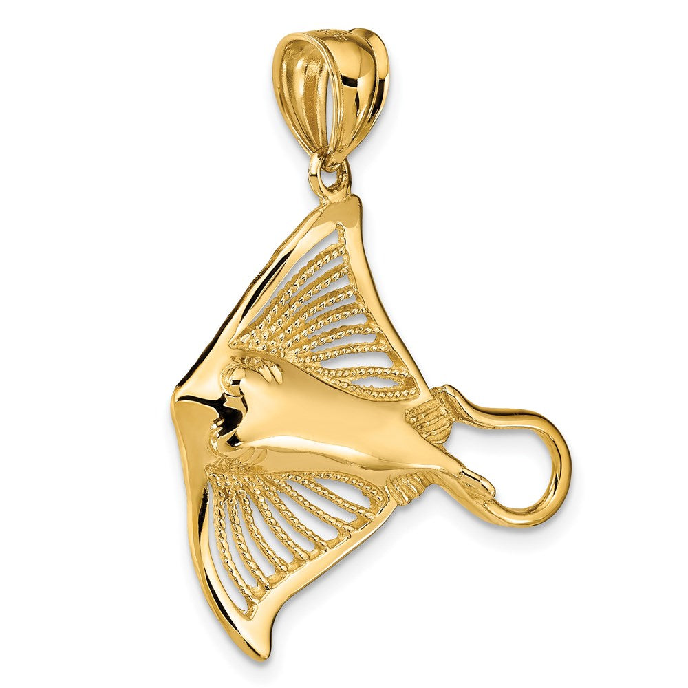 14K Polished and Cut-Out Textured Accent Stingray Charm 5