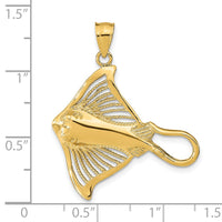 14K Polished and Cut-Out Textured Accent Stingray Charm 3