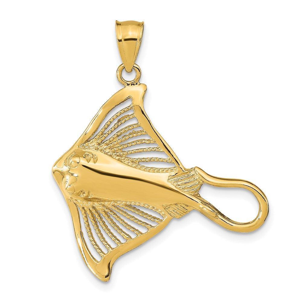 14K Polished and Cut-Out Textured Accent Stingray Charm 1