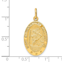 Leslie's 14k Polished and Satin Oval St. Christopher Pendant