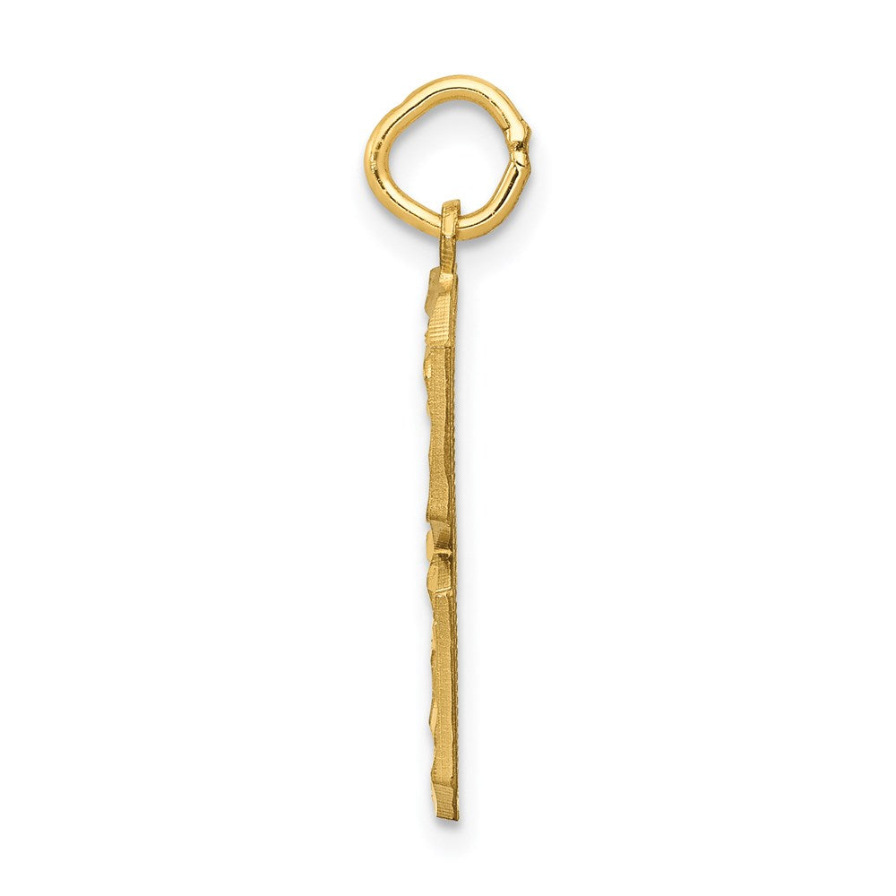 14k Large Brushed Diamond-cut Number 3 Charm