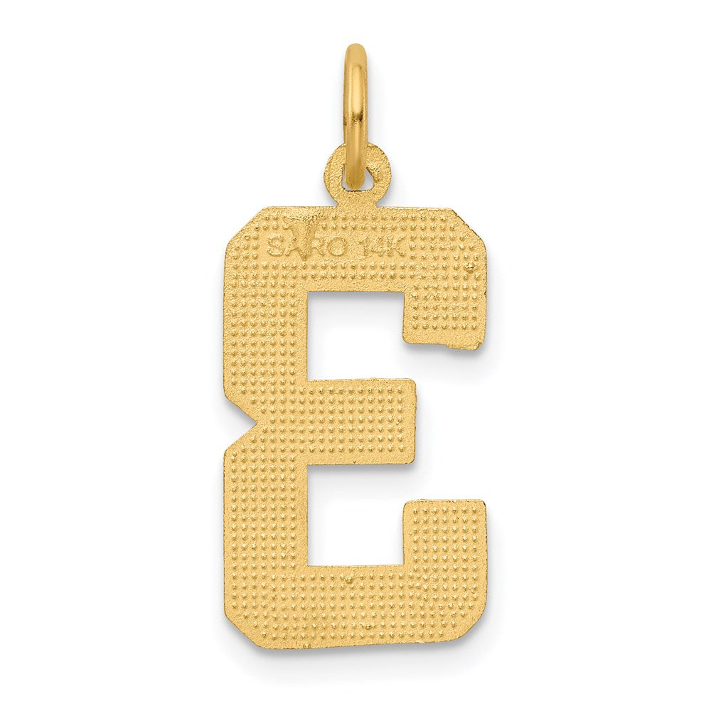 14k Large Brushed Diamond-cut Number 3 Charm