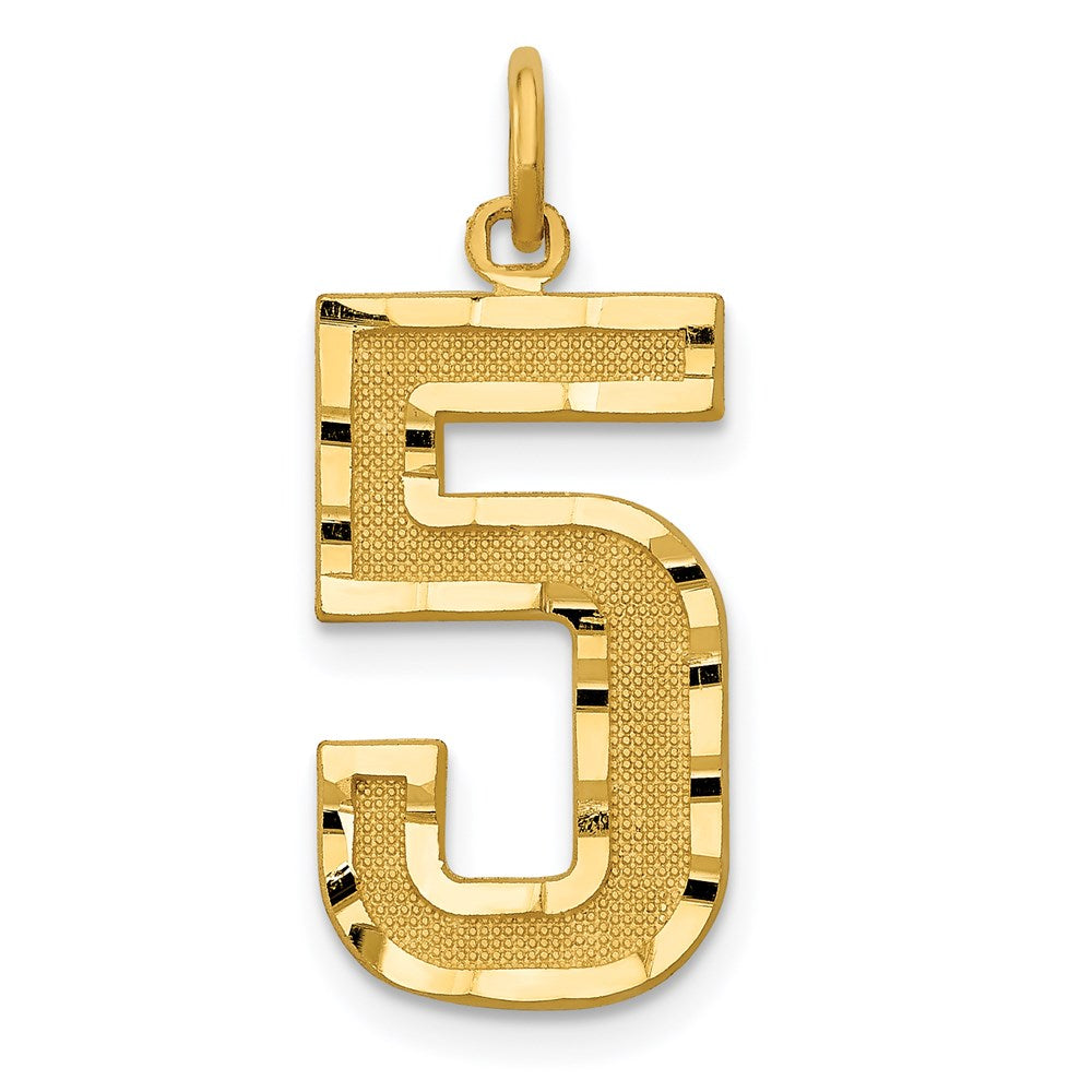 14k Large Brushed Diamond-cut Number 5 Charm